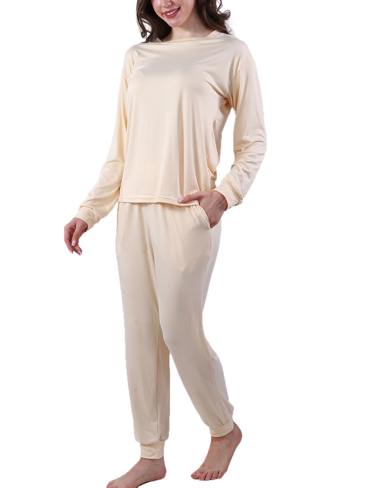 Coolwife Womens Pajamas Sets Printed Soft Long Sleeve Tops and Pants Sleepwear Lounge Pjs Jogger Set