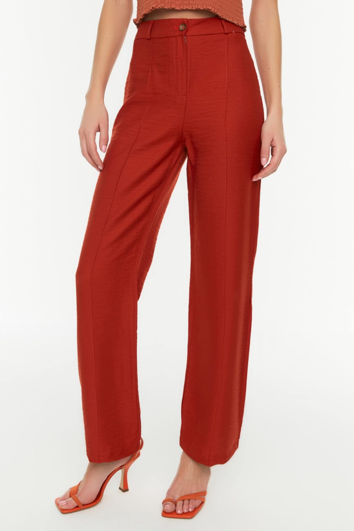 Trendyol Pantalon Détaillé en Maille Côtelée Femme