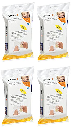 Medela Quick tCmru Clean Breast Pump and Accessory Wipes, 24 Count (4 Pack)