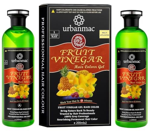 Image of Fruit Vinegar Gel Hair Color Natural Hair Color Dye for Black Hair Dye (BLACK, 200ml X 2)