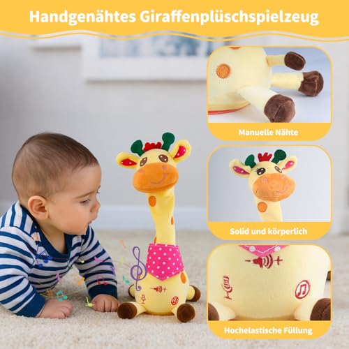 Licht Singing Giraffe Kuscheltier - Light Up and Voice Repeating Feature, Dancing Interactive Doll, Giraffe Kuscheltier, Baby Ermutigen Sprachspielzeug, Geburtstagsgeschenke für Jungen Mädchen