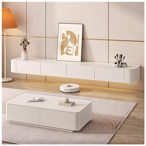 Meuble TV mural pour salon moderne et épuré blanc de 140cm