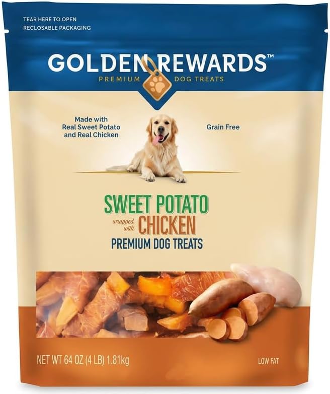 Golden Rewards Sweet Potato Wrapped with Chicken Dog Treats, 64 oz (4 lb)