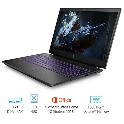 Image of HP Pavilion Gaming Core i7 8th Gen 15.6-inch FHD Gaming Laptop (8GB /16GB Optane /1TB HDD /Win 10 /MS Office /NVIDIA GTX 1050 4GB Graphics /Shadow Black /2.17kg), 15-cx0143tx