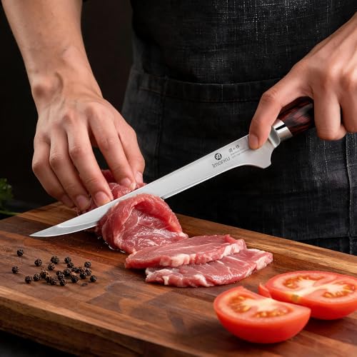 Image of imarku 8 Inch Fillet Knife, Razor Sharp Boning Knife with Japanese High Carbon Stainless Steel, Professional Filet Knives for Precision Meat Cutting Deboning Fish Fillting, Ergonomic Pakkawood Handle