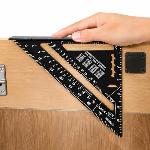 Image of KAITO 12-Inch Rafter Square Aluminum Alloy Triangle Ruler | Carpenter Measuring Layout Tool | Heavy-Duty Protractor Angle Measuring Scale | for Woodworking, Roofing, Framing & Carpentry