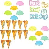 Ice Cream Birthday Board Cutouts for Classroom Decorations - Birthday Bulletin Board Decorations (65 Pcs)