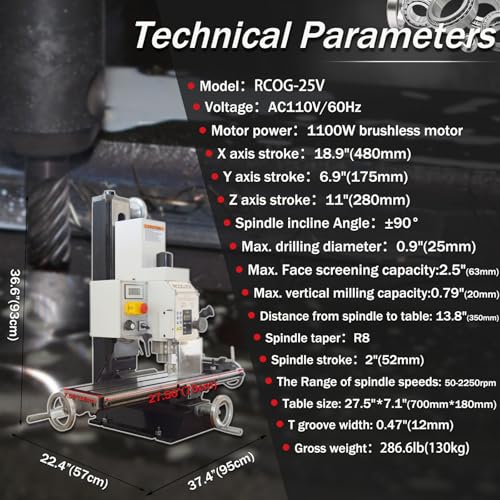 Yokoma 1100W Benchtop Milling Machine