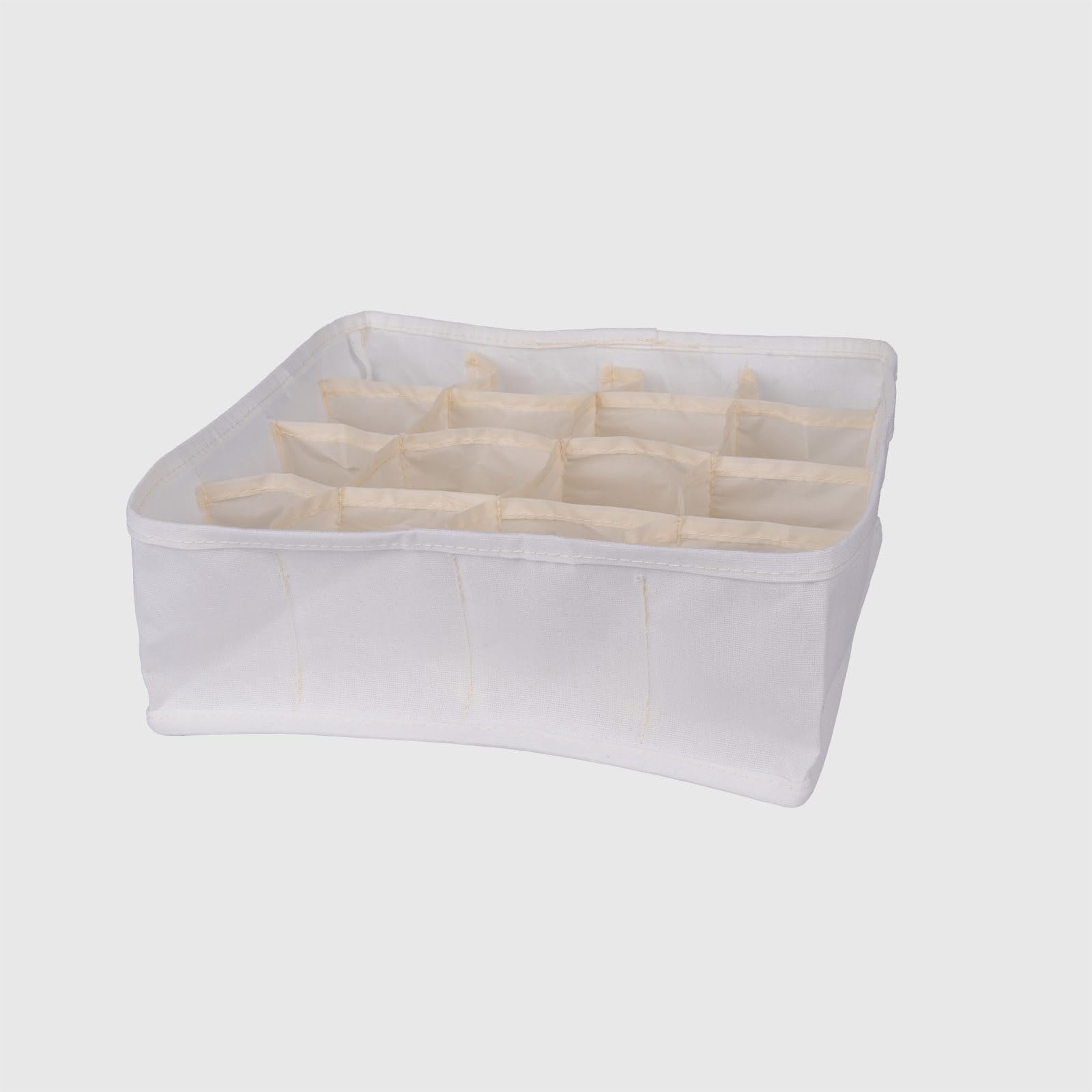 La Briantina Fabric Drawer Organizer with 16 Compartments - Soft Storage Box for Underwear, Socks and Accessories - TNT 100% Polypropylene - 28 x 28 x 10 cm - Grey or Beige