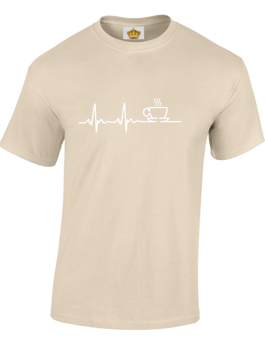 Crown Designs Coffee ECG Novelty Gift for Men & Teenagers T-Shirts Tops (Natural/XX-Large)
