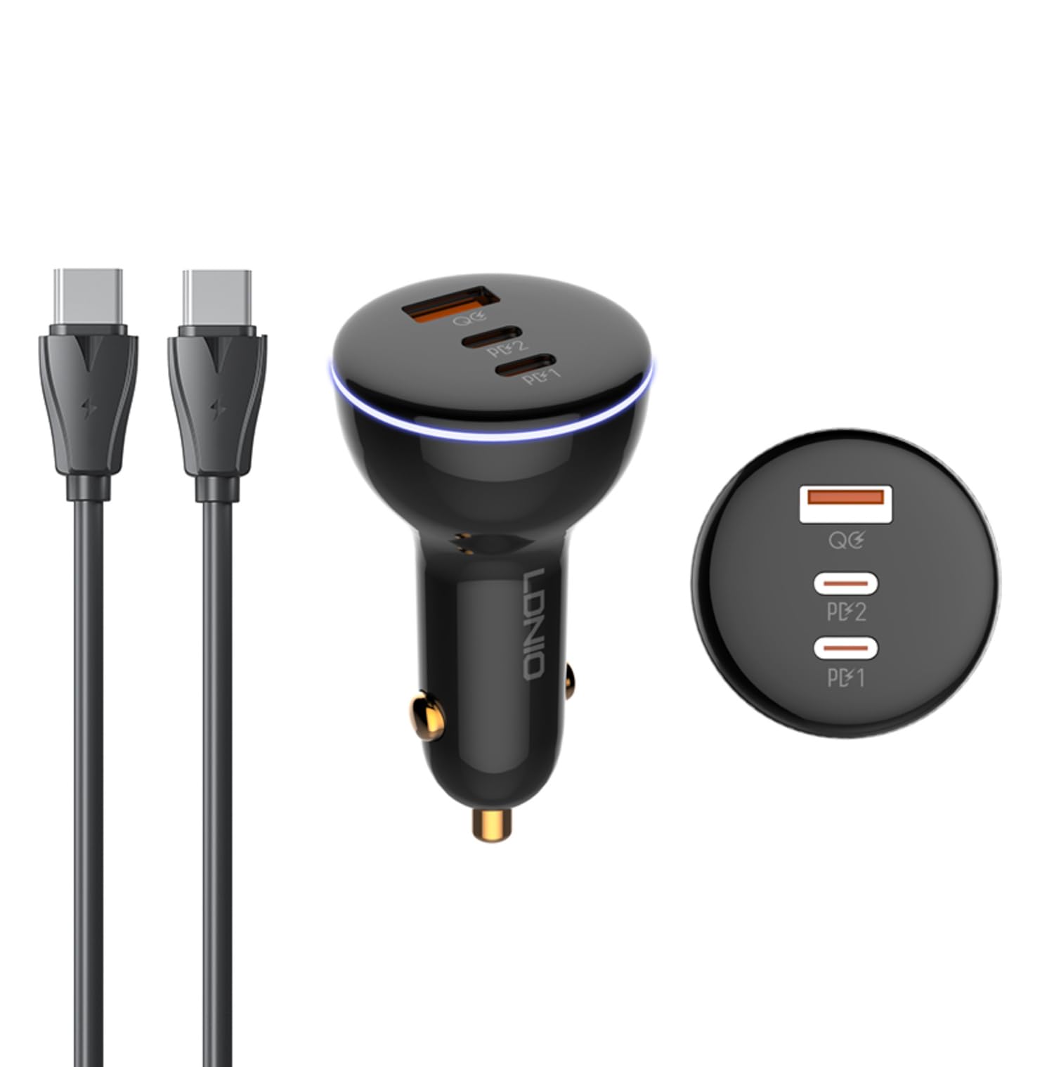 T Teclusive 160W Super Fast Charging 3 Ports Type C USB Car Charger | USB C QC PD 100W Fast Car Charger with C to C Cable | Compatible for iPhone 16 15 14 / iPad MacBook Laptop / S25 Ultra-image-40
