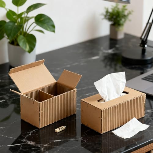 PUCSIQ Lot de 40 Feuilles Carton Ondulé 30,5x30,5 cm - 2 mm Épaisseur - Matériau Bricolage Marron pour Emballage et Expédition – vue 7