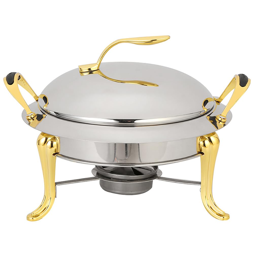 Bandeja Calentadora De Buffet con Tapa Y Rejilla para Combustible, Estufa De Buffet De Acero Inoxidable Engrosada, Adecuada para Fiestas/Bodas/Banquetes/Restaurantes,24 cm