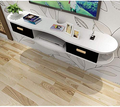 Schwimmende TV-Regale mit Tür, an der Wand montierte Medienkonsole Holz hängender TV-Schrank Multimedia-Wandregal für Kabelboxen Router