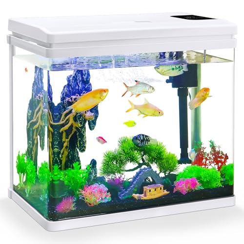 10 Gallon Betta Fish Tank – Features Pre-Set Light Timing, 7 LED Colors, Custom Brightness, High-Def Glass & Multi-Stage Filter Complete Aquarium Kit for Beginners
