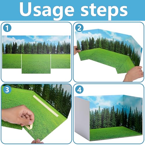 Image of codree 4 Pcs Jungle Style Diorama Box and Fake Grass Decor, Rainforest Diorama Supplies Project Box Set, Cardboard Diorama Kit & Artificial Grass with Double Sided Tapes for DIY Crafts Toys Dollhouse