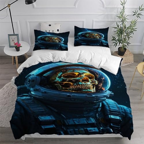 Housse de couette astronaute squelette 200x200 parure lit microfibre fermeture éclair - 6