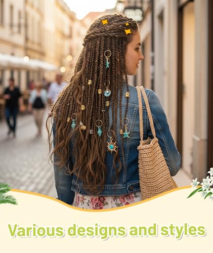 Image of 45Pcs Golden Hair Braid Accessories for Women, Hair Jewellery for Women, Braid Hair Accessories, Boho Hair Chain Accessories for Women Girls, Hair Beads for Women, Hair Beads for Kids Girls
