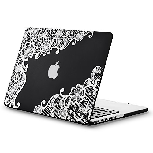 Kuzy - Older Version MacBook Pro 13.3 inch Case (Release 2015-2012) Rubberized Hard Cover for Model A1502 / A1425 with Retina Display Shell Plastic - Lace Black