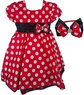 Vestido de Festa Minnie Vermelha Luxo Com Tiara