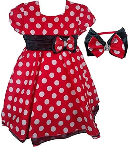 Vestido de Festa Minnie Vermelha Luxo Com Tiara