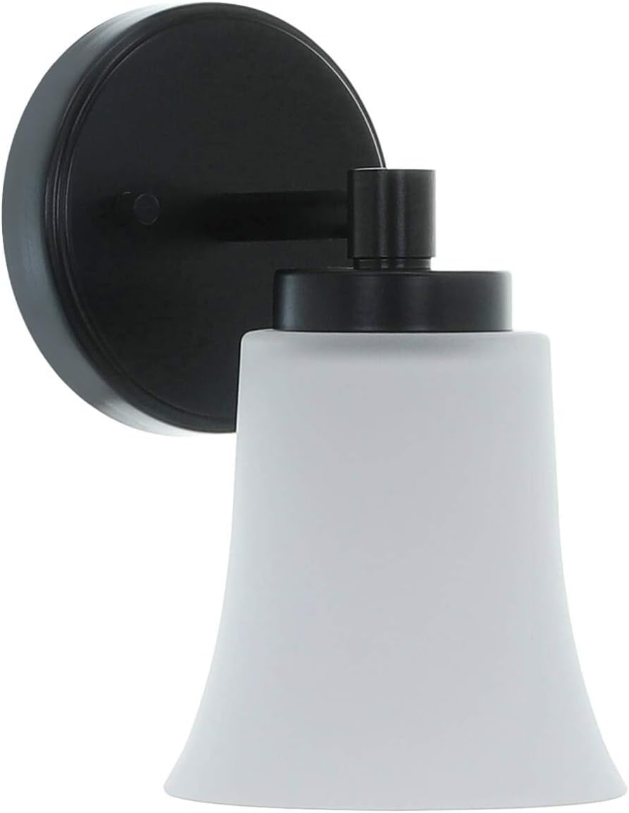 XiNBEi Lighting Wall Sconce, 1 Light Black Glass Vanity Wall Light for Bathroom & Hallway XB-W1235-1-MB