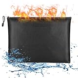 ENGPOW Fireproof Safe File Bags A4 Size Zipper Closure Business Document Organizer Portable Filing Pouch Office Stationery Storage Fire and Water Resistant Money Bag 13.5