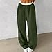 Sinzelimin Women's Furry Pajamas Pants Winter Fashion Solid Color Fleece Warm Soft Comfy Loungewear Wide Leg Sweatpant Green Small