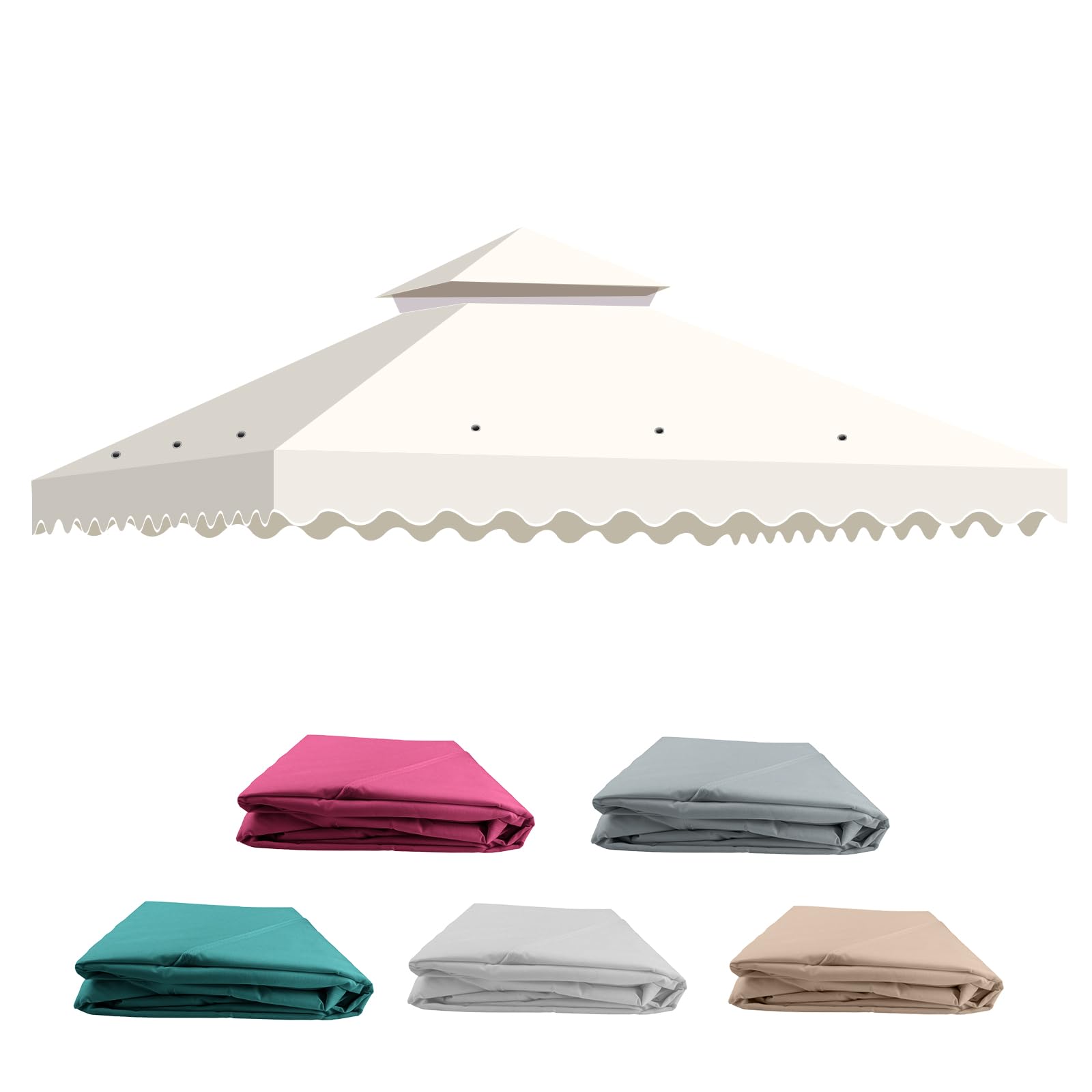 Gazebo Canopy Replacement 3x3m, UV Protection & Waterproof Gazebo Roof with Ventilation, Removable Roof Cover for Garden, Patio, Camping, Beach & Outdoor Use