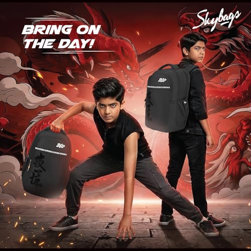 Image of Skybags Kenshi 34L Casual Backpack for Boys & Girls with 3 Compartments & Adjustable Shoulder Strap | Quick Access Front Pocket | Rain Cover | Perfect for School & Travel - Unisex