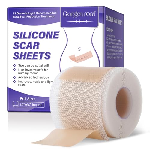 Silicone Scar Sheets,Silicone Scar Tape 1.6'' x 60'',Reusable Pro...