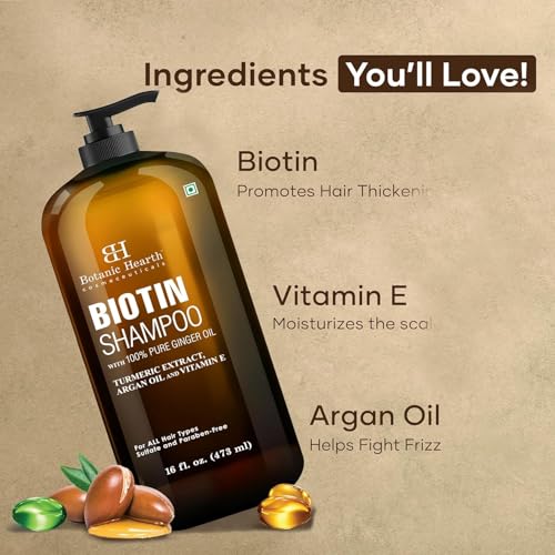 Image of Botanic Hearth Biotin Shampoo with Ginger Oil & Keratin 473 ml