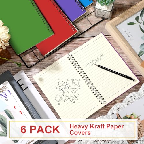 Image of Yahenda 6 Pcs Spiral Notebooks,1 Subject,Wide Ruled, Mixed Colors