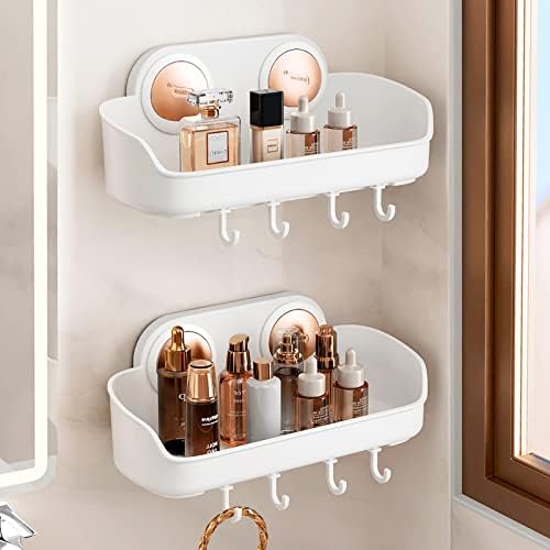 TAILI Shower Caddy Suction Cup 2 Pack Bathroom Shower Shelves Shower Baskets Wall Mounted Suction Shower Organizer for Shampoo, Conditioner, Plastic Shower Caddy Drill-Free Removable