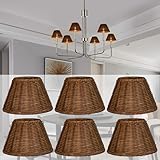 Rattan Chandelier Shades, Set of 6, 5 Inches, Woven Replacement Lampshades for Table Lamps, Chandeliers, Pendant Lights, Candle Holders, Bell/Empire/Barrel Shape, Small Lampshades