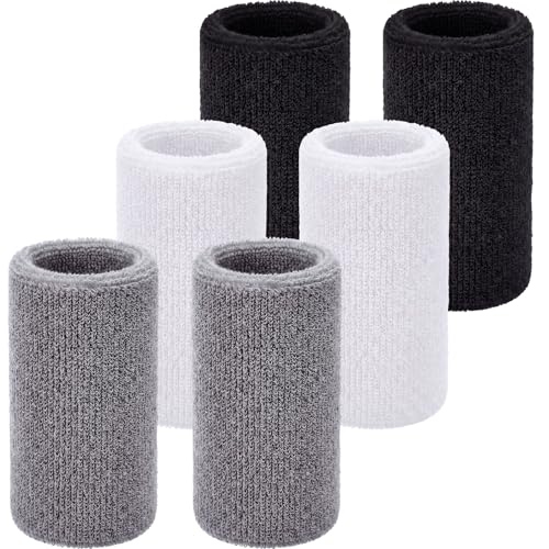 Image of WILLBOND 6 Inch Wrist Sweat Bands for Men Women Tennis Elastic Athletic Long Sweatband Wrist Absorbent for Basketball Tennis Running Outdoor Activity