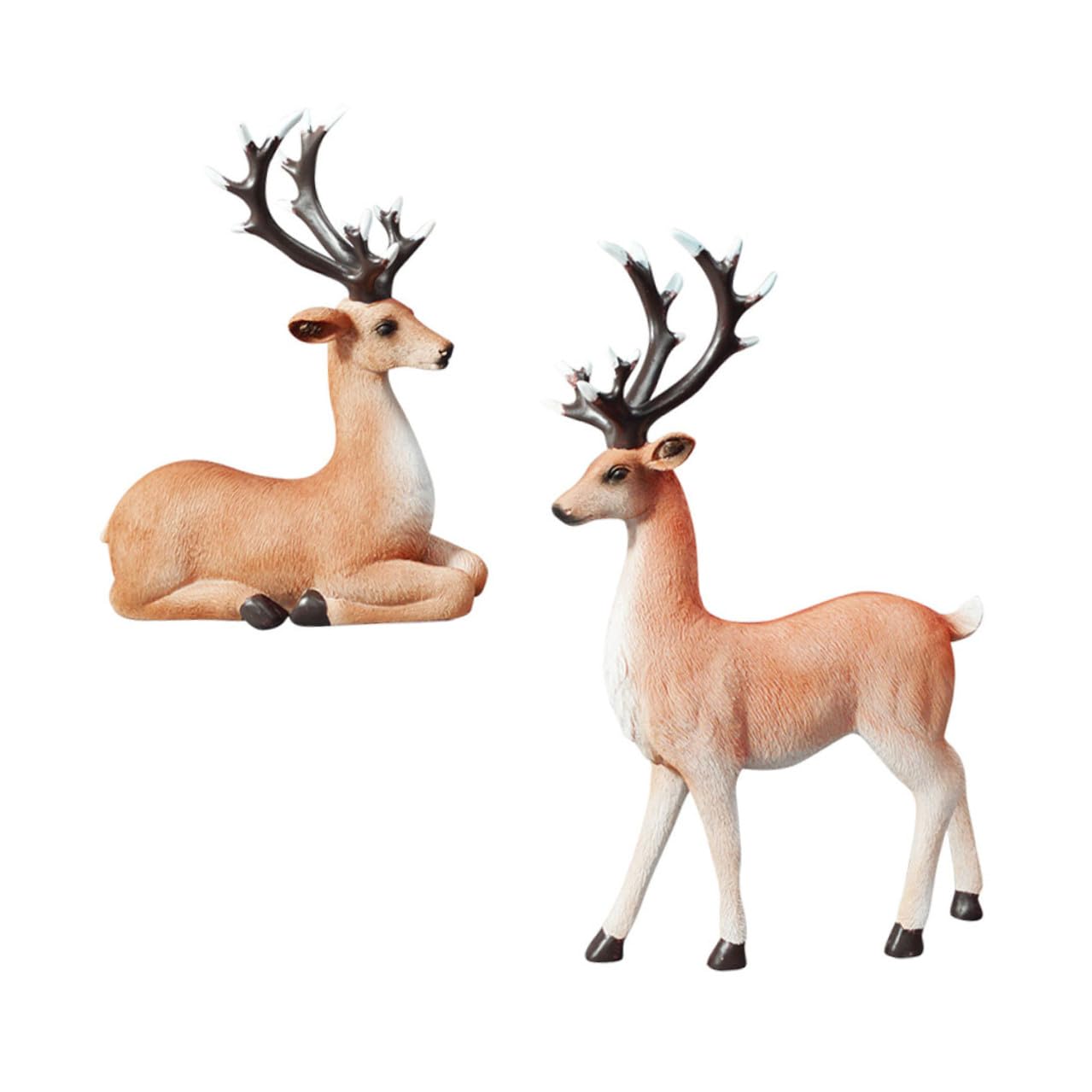 Elchfiguren aus Kunstharz Tischdeko Elch Tier-Ornament Dekoration für Zuhause und Büro Geschenkidee für Naturliebhaber