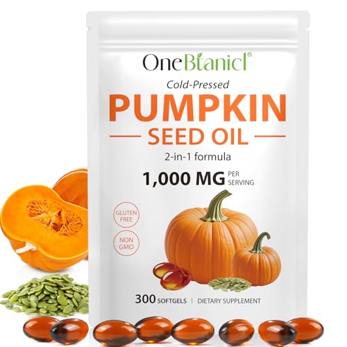 300PCS Pumpkins Seed Oil Capsules Pumpkin&Seed Oil 2 in 1 for Hair Growth Cold Pressed Supports Hair Heart Skin Supplement Pumpkins Seed Extract Powder PumpkinSeed Herbal Supplement