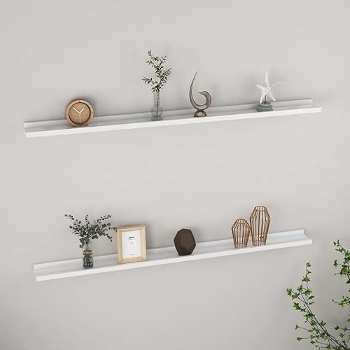 Miniatura 3 de vidaXL Estantes de madera de fibropanel de densidad media de alto brillo para montaje en pared, estilo moderno, almacenamiento de decoración del
