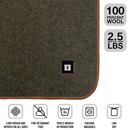 Ektos 100% Wool Blanket Throw, 60" X 50", Outdoor Blankets For Fire Pit Or Winter Camping (Olive Green, Throw Size) #TOP1