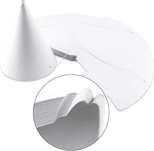 Miniatura 4 de 40 sombreros de fiesta de papel blanco para cumpleaños de niños, manualidades decorativas de cono a granel para adultos, arte DIY, suministros de