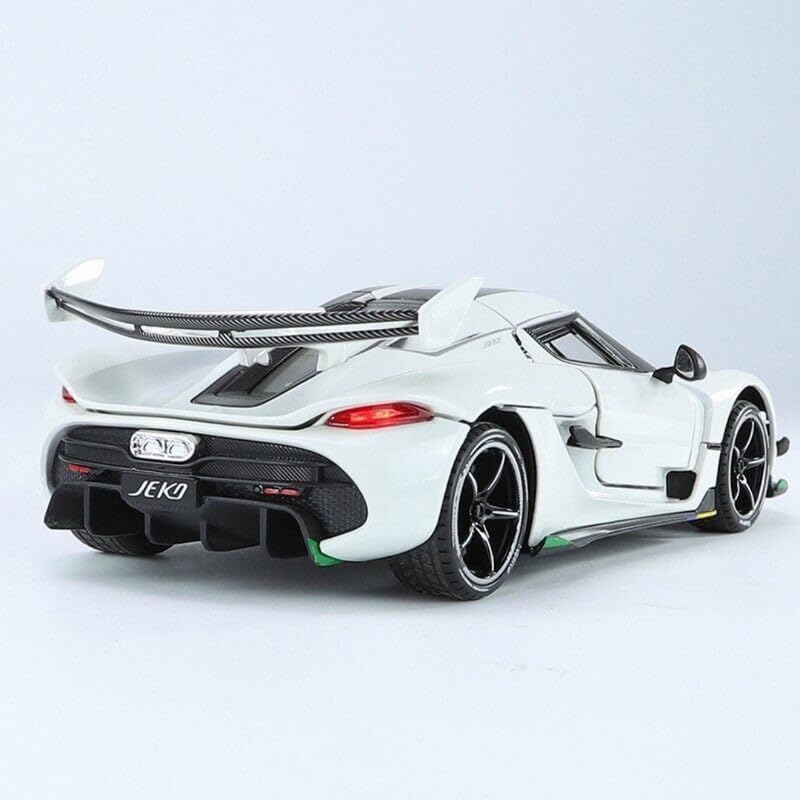 Image of 1:24 Koenigseggg Jesko Sport Alloy Metal Pull Back Die-cast Car Openable 2 Doors and Light Music Toy Car for Kids (1:24 Koenigseggg - White)