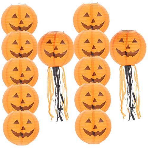 Lanternes papier Halloween pliables et suspensions citrouille réutilisables fête