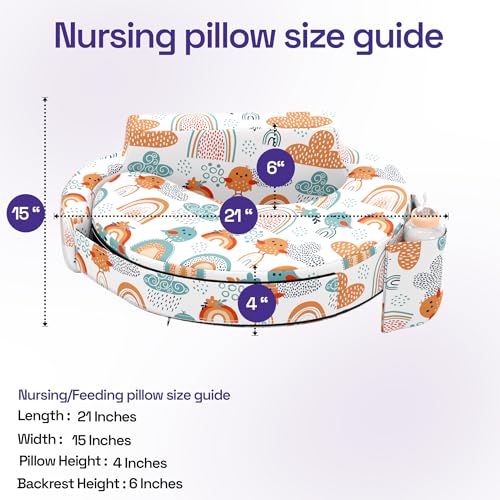 Image of Wakefit Foam Nursing Pillow for Breastfeeding & Baby Care | Ideal for Newborn with Adjustable Strap | 100% Cotton Removable Cover | Super Soft Foam for Posture Comfort | Kukku