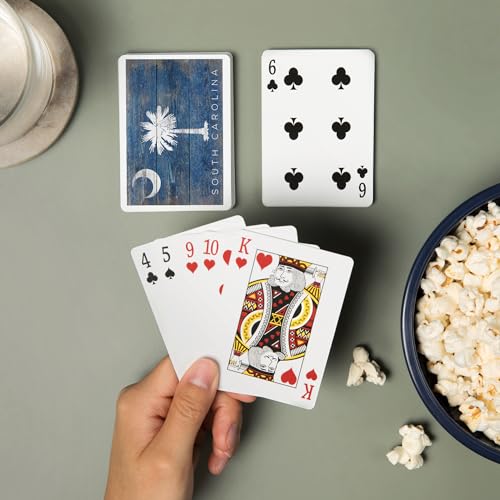 Baraja de cartas Poker tamaño estándar con bandera rústica de Carolina del Sur miniatura 2