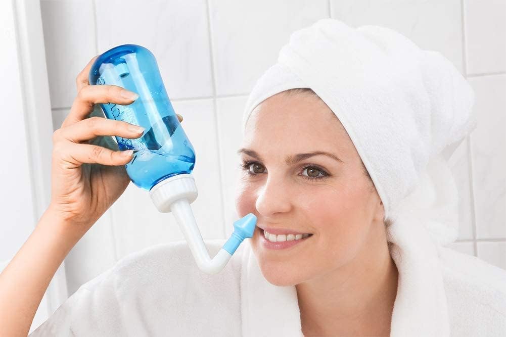 REDITEX 300ML Neti Pot for Sinus Rinse Bottle Nasal Wash Nasal Irrigation Jal Neti Pot with 2 Nozzles, Nose Cleaner Washing Bottle Nasal Spray Nose Cleaner for Adult & Kid Travel Essentials, 1