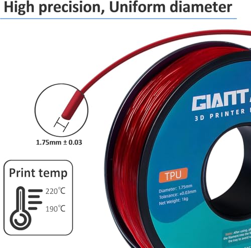 Image of GIANTARM TPU Filament 1.75 mm for 3D Printer 1 kg Red