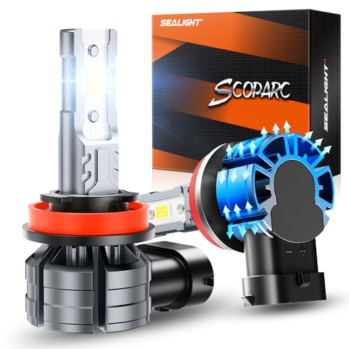 Image of SEALIGHT H11 H8 LED Fog Light Bulb, S2S Series 800% Brighter 6500K H11 Fog Light Bulb 1:1 Size, 50000+ Hours Lifespan H16 LED Bulb, Pack of 2
