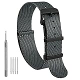 [WOCCI] ナイロン時計ベルト 20mm 時計バンド ナイロン 時計ベルト スモーク/ブラックバックル
