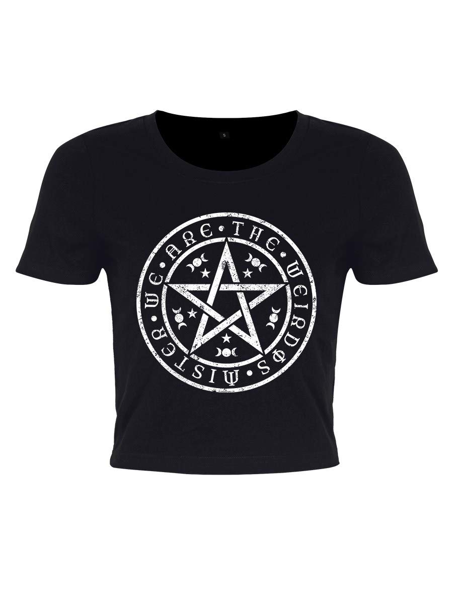 Grindstore Women's Black We Are The Weirdos Mister Pentagram Crop Top